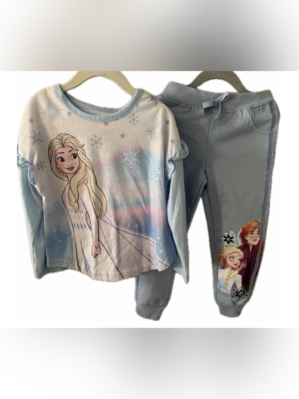 Disney Frozen 4T-4/5 Light Blue Pajama/Lounge Set with Elsa and Anna